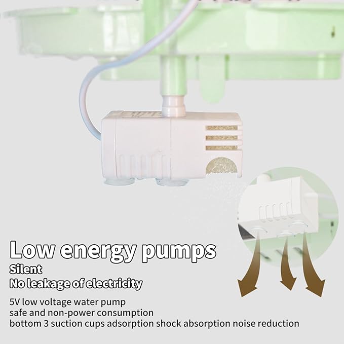 Automatic Bird Baths for Cage – Indoor Parakeet Bath with Pump, Bird Shower with 2 Modes Running Water, Bird Cage Accessory for Pet Birds Conure Budgies Cockatiels Lovebird(Green)