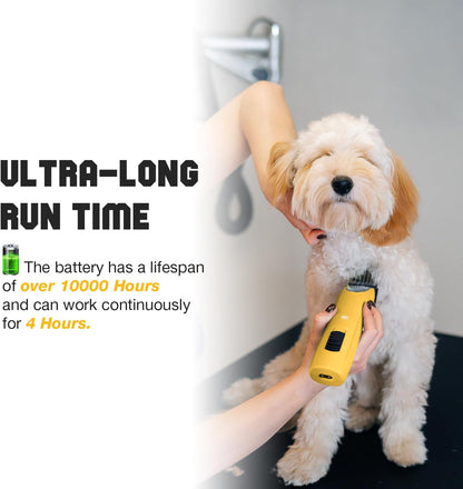 Professional Dog Clippers for Grooming, 2 Speed Pet Grooming Kit for Thick Curly Matted Coats, Low Noise Heavy Duty Cordless Hair Trimmer with Detachable Metal Blade