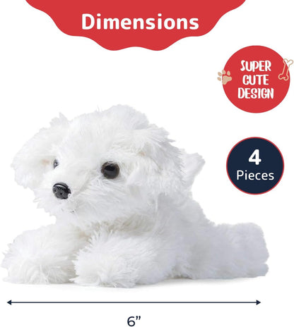 PREXTEX Stuffed Puppies - Set of 4 Cute Dog Toy Stuffed Animals for Girls and Boys - 6 Inch Small Plushies - Plush Dogs Stuff Animals for Puppy Party Favors - Small Stuffed Animals Puppy Toys for Kids
