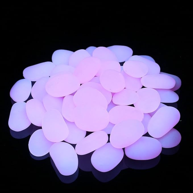 Shiny Stone Glow in The Dark Pebbles,Decorative Glow Stones,Fish Tank Aquarium Gravel,Glow Pebbles for DIY Garden Gifts Decoration(Big Size, 3-4cm, 400g/14.1oz) (Rose)