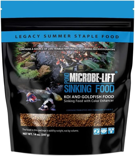 MICROBE-LIFT Sinking Fish Food Pellets for Ponds, Water Gardens, and Fountains, for Live Goldfish and Koi, 14 Ounces