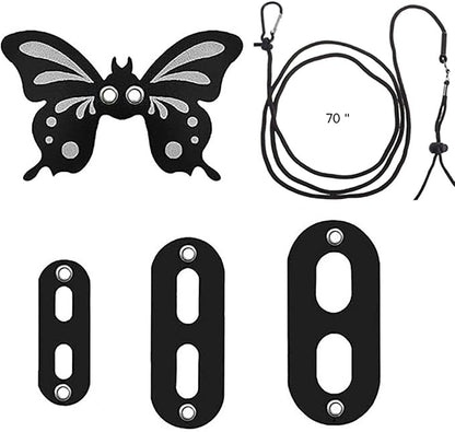 Bearded Dragon Leash and Harness - Adjustable 3 Size Pack Leather Butterfly Wings Harness Set, Lizard Costume Outdoor Walking Lead Control Rope for Iguana Gecko (Black)