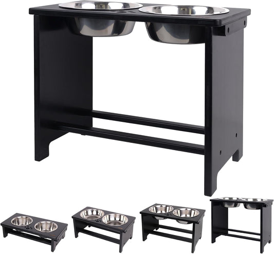 HTB Elevated Dog Bowls,Raised Dog Bowl Stand with 2 Stainless Steel Bowls,Elevated Raised DogBowls for Large Medium Small Sized Dogs