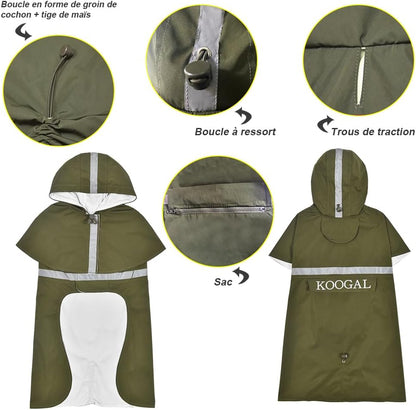 Pet Large Dog Raincoat Apparel Poncho Waterproof for Medium Large Sized for Dog Raincoat Clothes Jacket (5XL, Green)