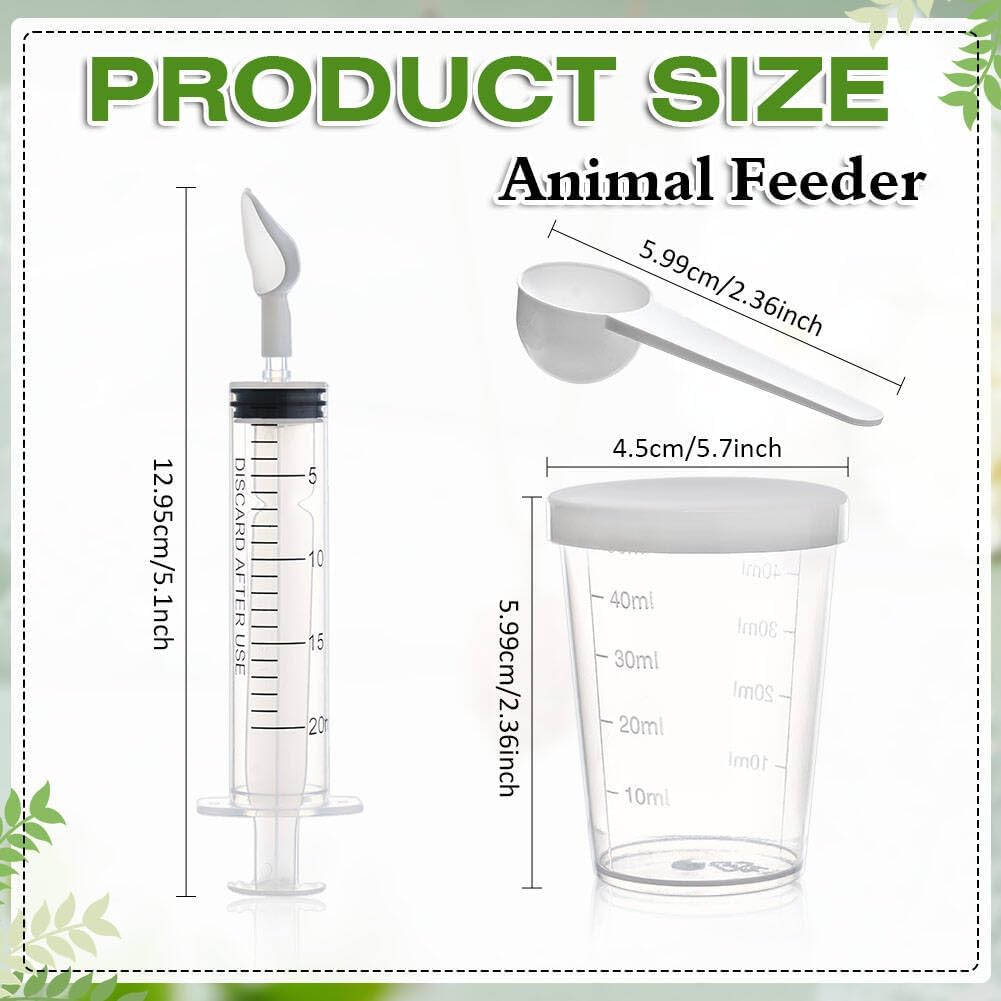 Baby Bird Feeding Syringe Set ，Parrot Small Pet Manual Feeder Measuring Tools， Milk Water,Liquid Food,Reusable (20ml Syringe+50ml Measuring Cup+1 Spoon)
