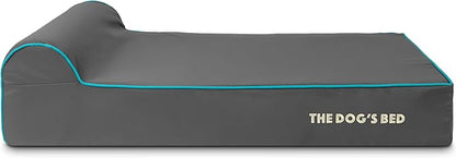 The Dog’s Bed Orthopedic Headrest Dog Bed Large Grey/Blue, Memory Foam, Pain Relief for Arthritis, Hip & Elbow Dysplasia, Post Surgery, Lameness, Waterproof Washable Cover