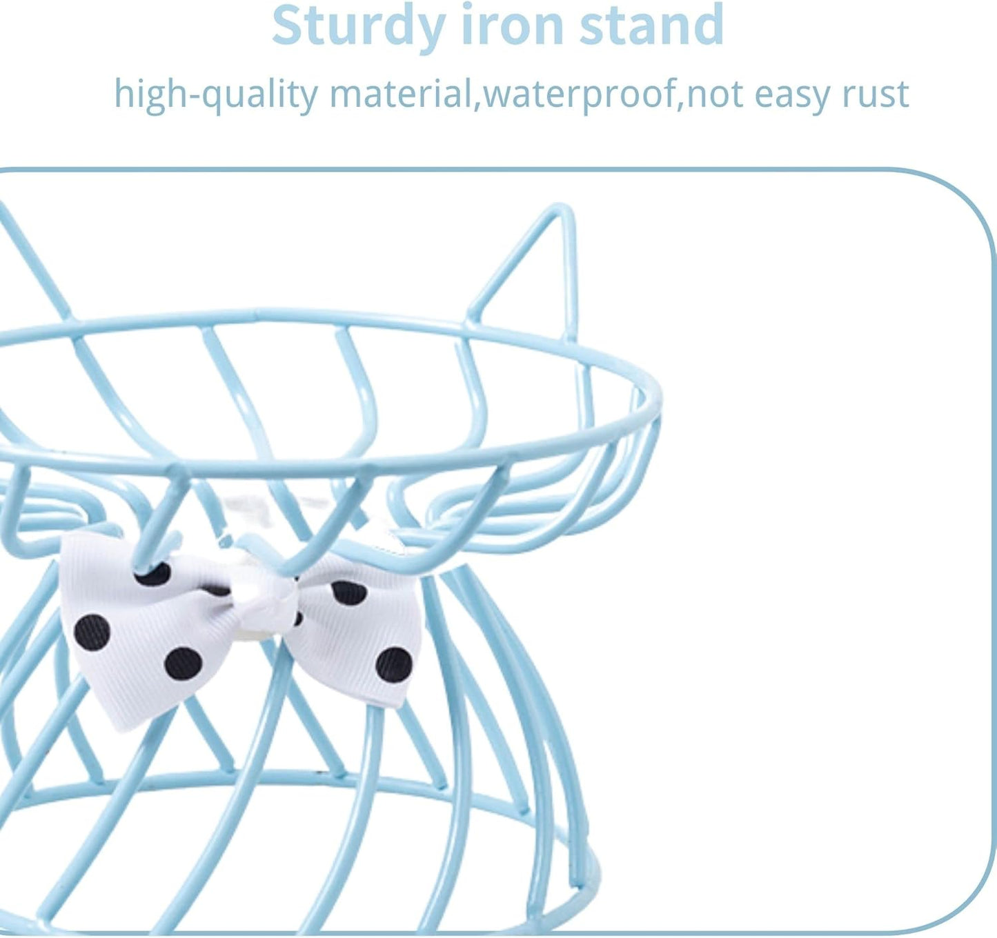 Raised Cat Food Bowl - Elevated Feeder Stand with Shallow Ceramic Dish, Whisker-Friendly No-Spill Water Bowl