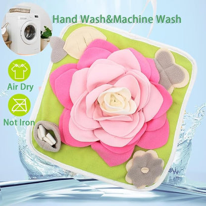 Rabbit Foraging Mat Snuffle Mat for Small Animals Bunny Puzzle Toys Pets Interactive Feeding Mat for Guinea Pigs Hedgehog Chinchilla Puppies (Pink)