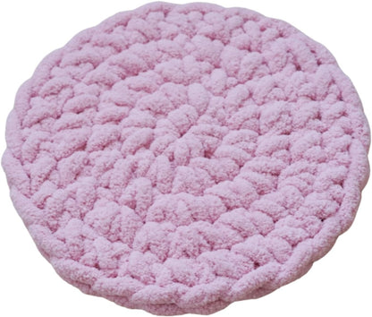 Cat Knitted Bed Mat, Extra-Soft Washable Warm Round Pads Cushions for Indoor Kittens, Cat Trees Towers, Perfect for Kneading and Sleeping (Pink,Small)