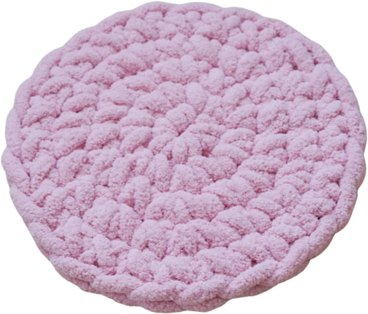 Cat Knitted Bed Mat, Extra-Soft Washable Warm Round Pads Cushions for Indoor Kittens, Cat Trees Towers, Perfect for Kneading and Sleeping (Pink,Small)