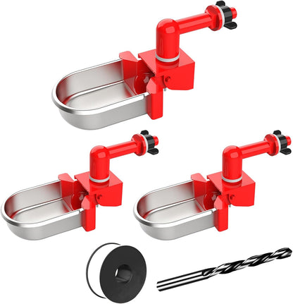 Metal Rabbit Chicken Water Cup Chicken Kettle DIY Chicken Small Hamster Guinea Pig Rabbit (red, 3)