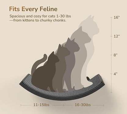 Gray Cat Wall Shelf with Grey Sisal Mat, Curved Cat Bed for Scratching and Resting, Wall Mounted Hammock for Large Cats