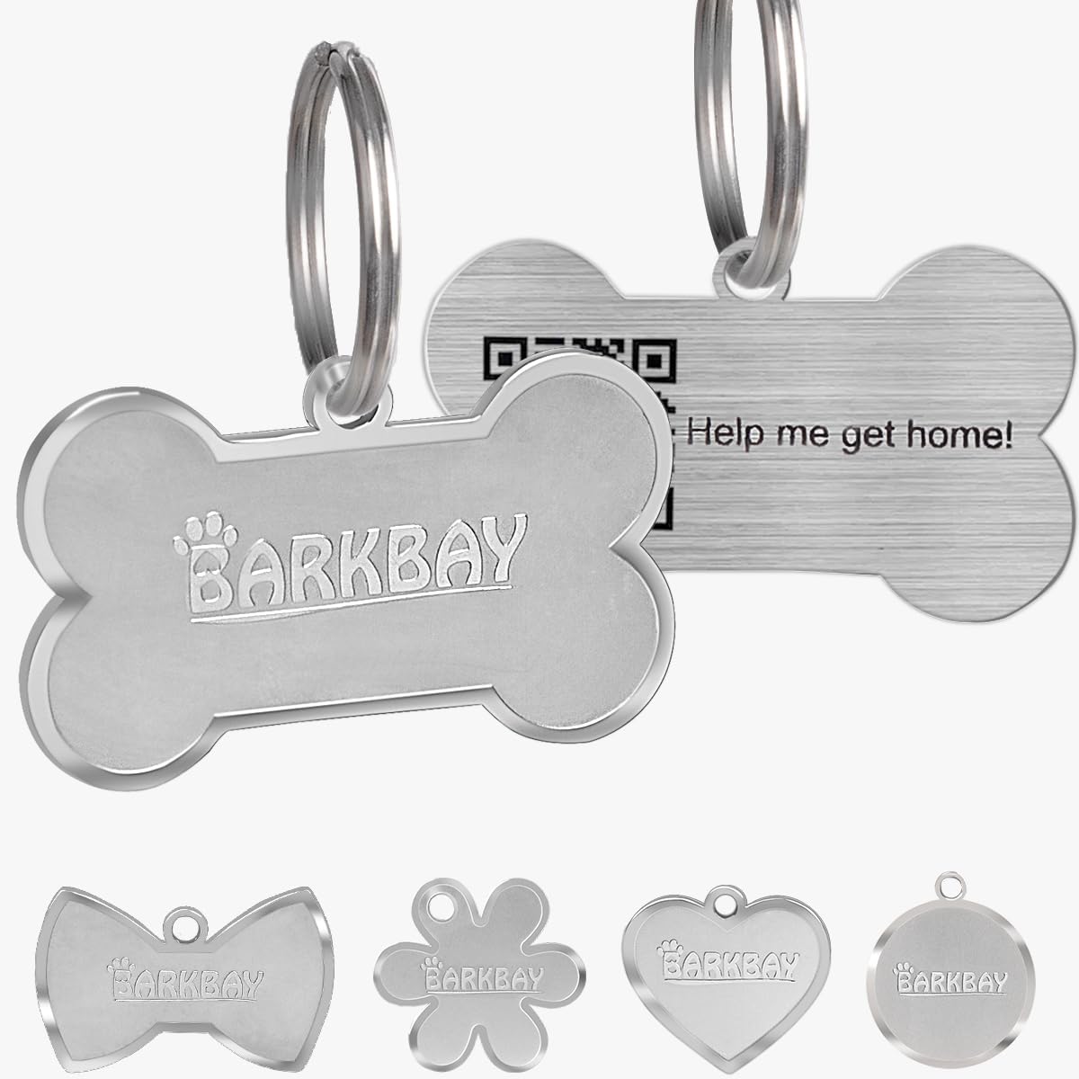 Dog Tags Personalized for Pets,Dog Name Tags QR Code,No Subscription Fees,Modifiable Pet Online Profile,Stainless Steel,No App Required,for Dogs and Cats Small,Medium,Large(Dog Bone,Regular)