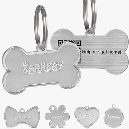 Dog Tags Personalized for Pets,Dog Name Tags QR Code,No Subscription Fees,Modifiable Pet Online Profile,Stainless Steel,No App Required,for Dogs and Cats Small,Medium,Large(Dog Bone,Regular)