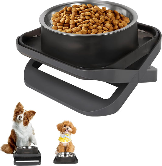 Raised Dog Bowls for Small & Medium Dogs, Adjustable Elevated Stainless Steel Food or Water Bowl, No Spill Non-Slip Dog Feeder Stand for Pets