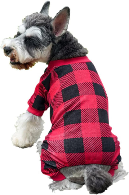 Red Plaid Christmas Clothes for Dogs Pajamas Onesie PJS Medium