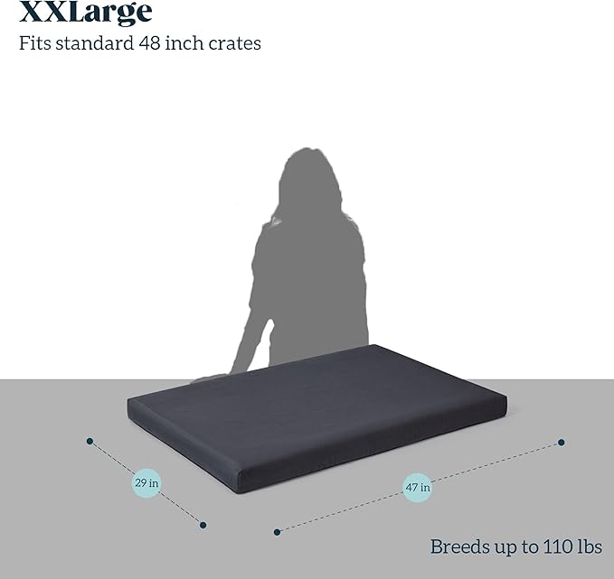 Cybarmour Chew Proof Dog Bed - Orthopedic Indestructible Dog Crate Pad - Outdoor Waterproof Kennel Mat for Aggressive Chewers - Extra Large Breeds & Fits 48-Inch Crate - 47"x29", Black