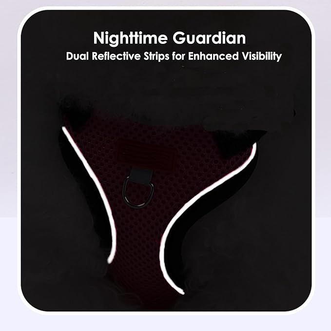 Cat Harness and Leash Set for Walking – Escape-Proof Reflective Vest for Cats and Small Dogs, Adjustable Soft Air Mesh with Pressure-Reducing Design, 4.92ft (Red&Black, L)