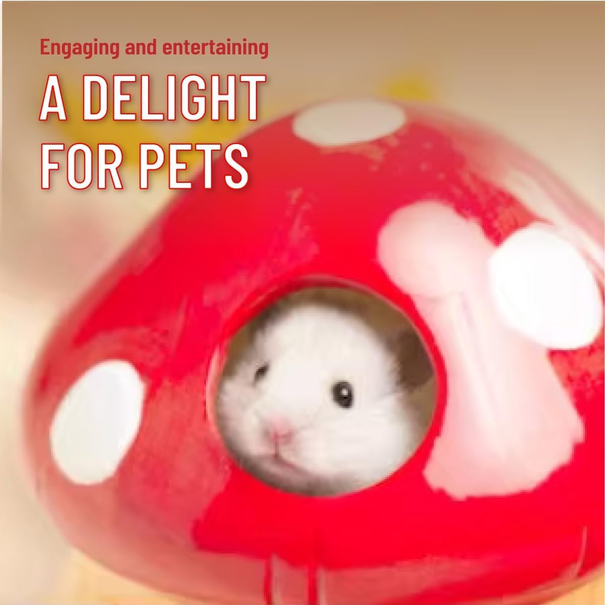 Mushroom Ceramic Hamster Hideout, Food Bowl, Syrian Cage Accessories, Ceramic Larger House and Hideouts, Chew-Proof Decor, Cool Bed Ideal for Syrian Hamster Dwarf Gerbil Mice Golden Bear