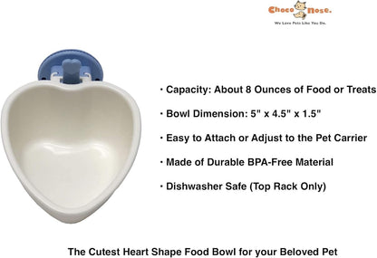 Choco Nose Patented Removable Heart Shaped Food Bowl for Dogs/Puppies/Rabbits/Cats/Guinea Pigs/Chinchillas/Birds -Water Dish for Small Pets or Animals - for Wire Cages or Crates 8 oz, Blue (C607)