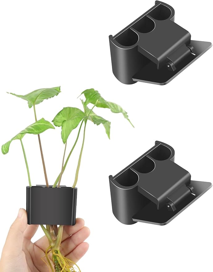 3 Holes Upgraded Aquatic Plant Cup Aquarium Plant Holder for Tank, Hanging Aquarium Plant Holder, Aquarium Aquatic Plant Cultivation, Aquarium Plant Decoration - 2 Pcs Black