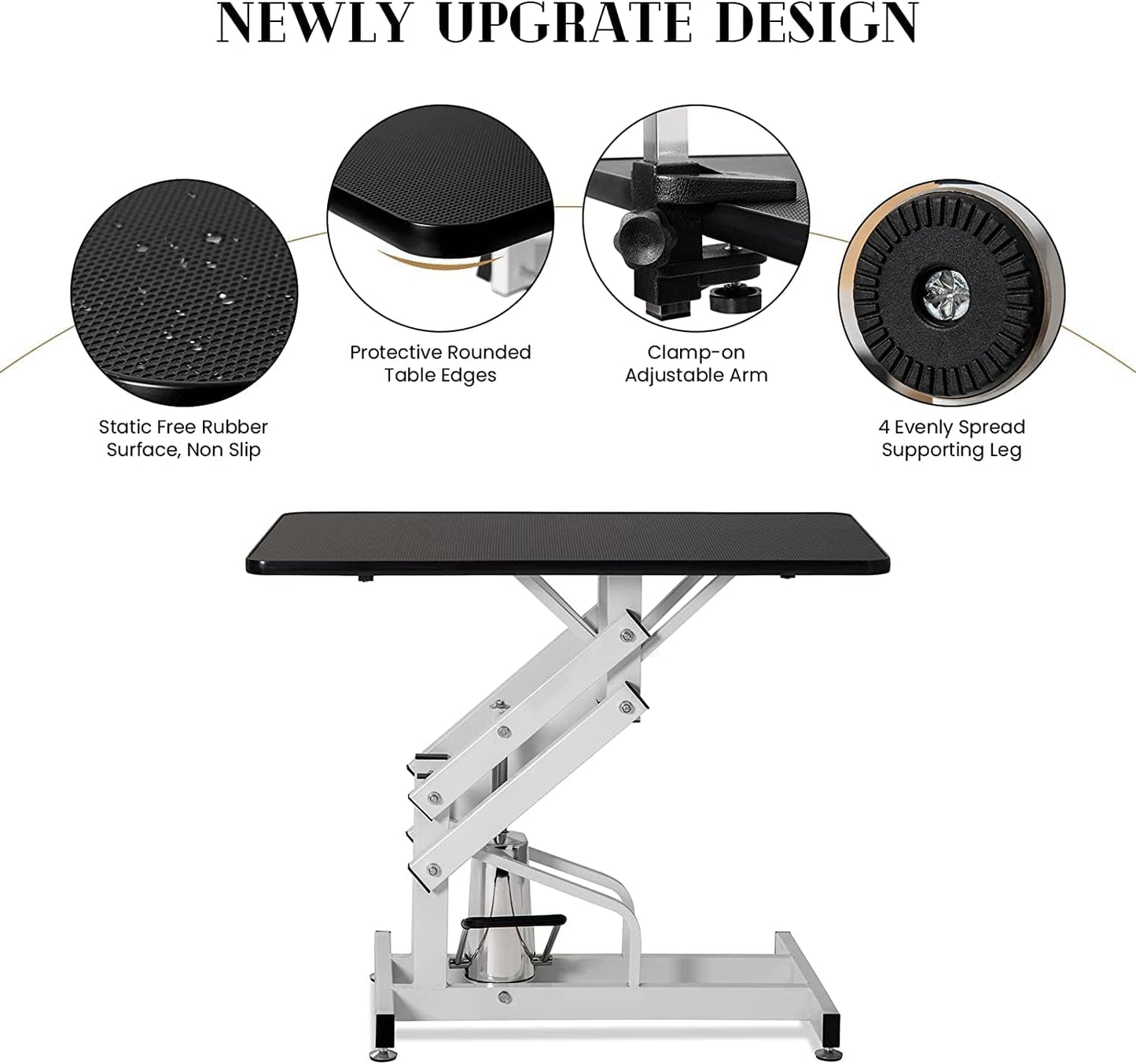 Hydraulic Dog Grooming Table, Heavy Duty Grooming Table for Small/Medium Dogs at Home, Pet Grooming Table with Adjustable Arm and Noose, Range 21-36 Inch, 43 Inch