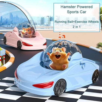 3-in-1 Hamster Car Toy, Silent Dwarf Hamster Running Ball and Exercise Wheel, 4.8 Inches, Small Pet Activity Center