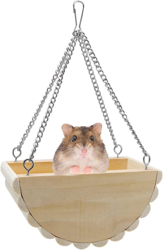 Hamster Wooden Swing Toy Hanging Bed for Gerbil Rat Mouse Dwarf Hamster