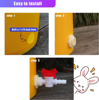 Upgrade Automatic Rabbit Watering Kit Include 12 Nipple Drinker Feeders, 32 Feet Odorless ID 5/16" Hose, Barb Fittings to G1/2" Thread Connector, Rabbit Nipples, Watering System Bucket Connector