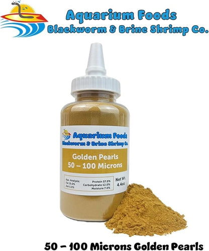 Aquatic Foods Inc. Golden Pearls 50-100 Microns for Tropical Fish Fry and Babies, for Corals, Anemones, Reef Tanks…4.4oz Squeeze Bottle