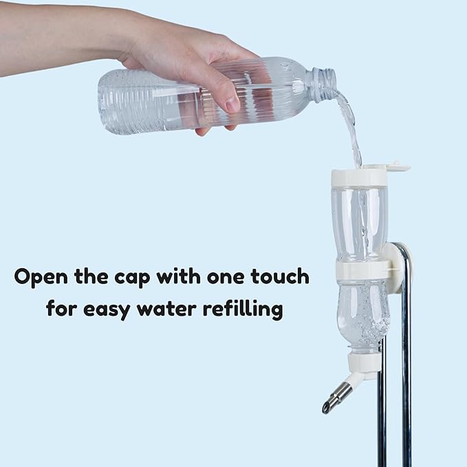 Leak-Proof Small Animal Water Bottle for Chinchillas, Birds, Hamsters, Guinea Pigs, Rabbits and Other Small Pets. (White, 8.12oz)