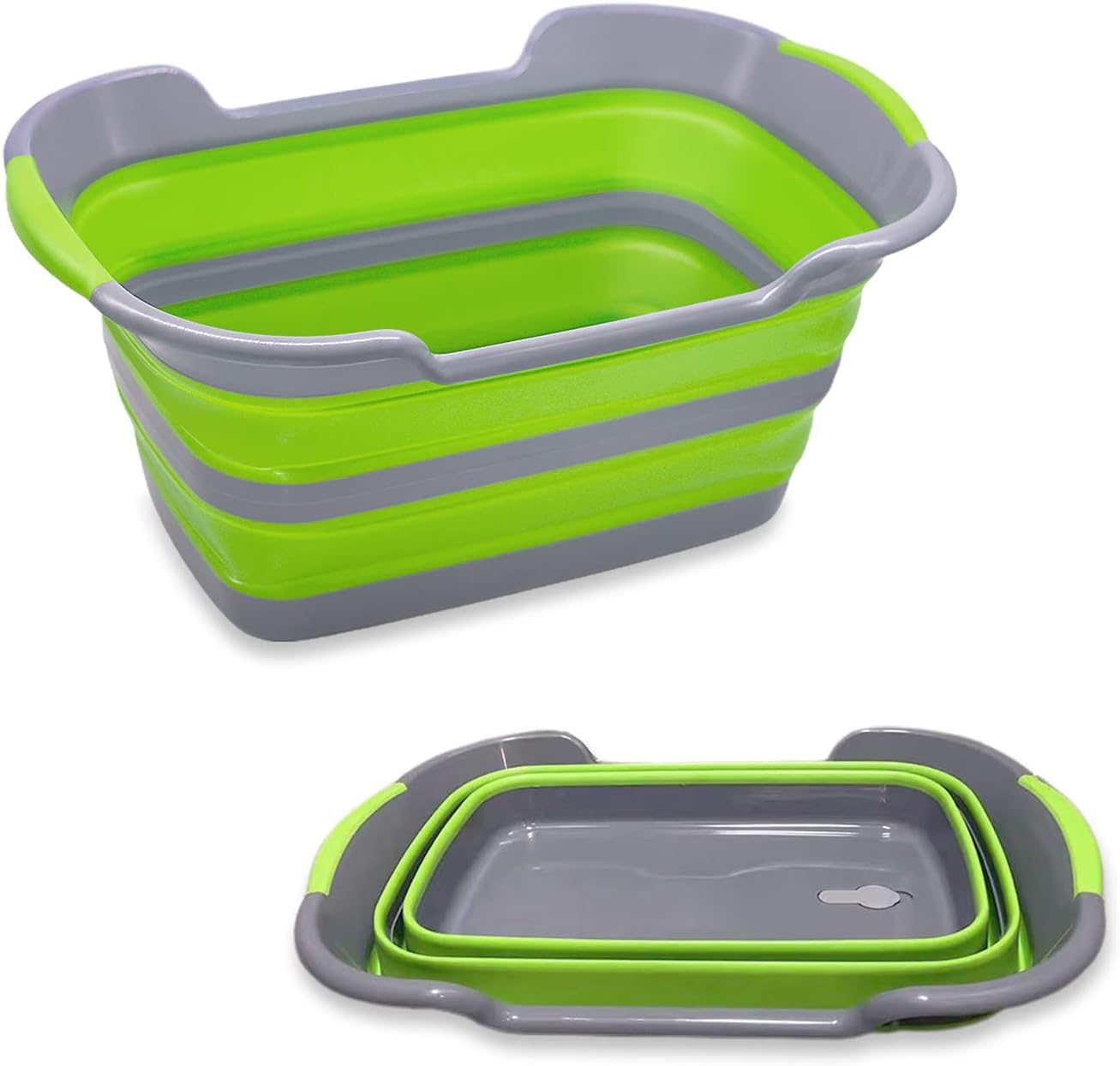Multipurpose Collapsible Pet Bathtub with Drainage Hole for Puppy Small Dogs Cats, Portable Laundry Basket-Foldable Bathing Tub-Storage Organizer, 7.1 Gal/27L (Green,1)