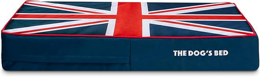 The Dog’s Bed Orthopedic Memory Foam Dog Bed, Large Blue & Red Trim UK Center Flag, Pain Relief for Arthritis, Hip & Elbow Dysplasia, Post Surgery, Supportive, Calming, Waterproof Washable