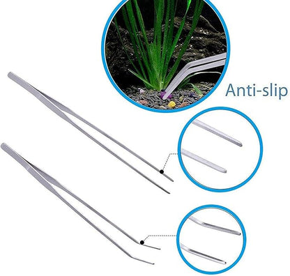 15in Aquascaping Tools, 4 in 1 Long Aquarium Tweezers Scissors Spatula, Stainless Steel Aquatic Plants Aquascaping Tools Set for Fish Starter Kits, Aquariums Tank and Terrarium