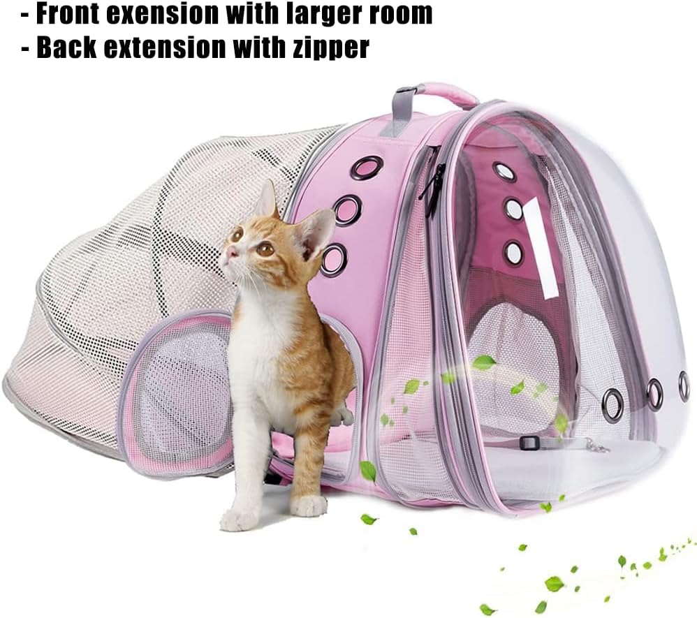 halinfer Dual Expandable Cat Backpack Carrier, Fit up to 20 lbs, Expandable Pet Carrier Backpack for Large Fat Cat and Small Puppy