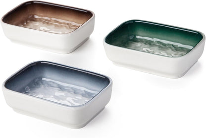 Ceramic Feeding Bowls for Small Animals, Ideal for Hamster, Guinea Pig, Hedgehog and Gerbil (Blue + Green + Brown)