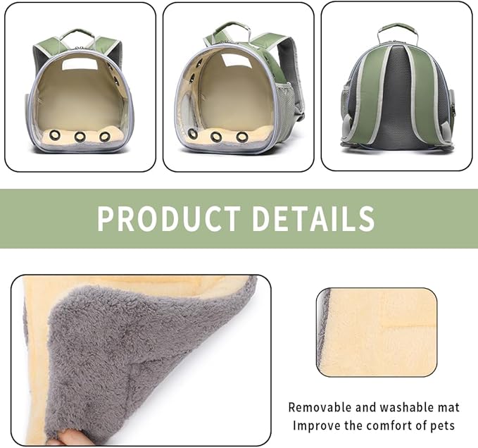 Bunny Carrier, Guinea Pig Carrier,Small Animal Carrier Backpack for Rabbit,Bearded Dragon, Lizard,Hamster,Kitten. Breathable Pet Travel Cage Bag (Army Green)