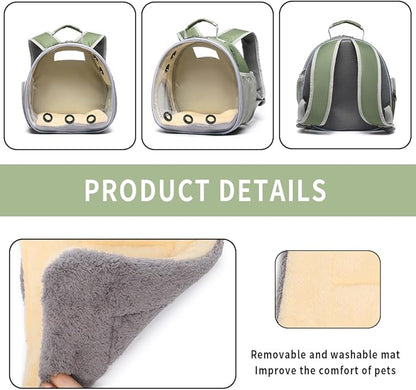 Bunny Carrier, Guinea Pig Carrier,Small Animal Carrier Backpack for Rabbit,Bearded Dragon, Lizard,Hamster,Kitten. Breathable Pet Travel Cage Bag (Army Green)