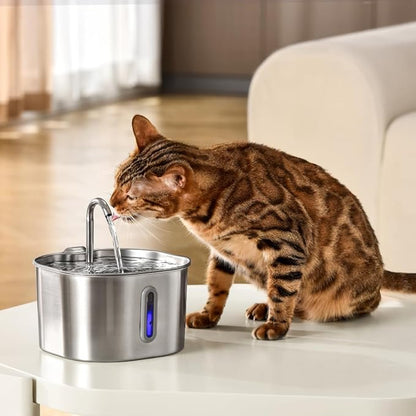 2.0 Large Capacity Stainless Steel Cat Water Fountain – 4L/135oz (Stainless Steel, 2.2L Corded)