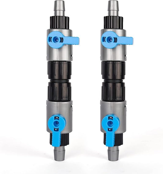 LANDEN Double Tab Connector for Aquarium, Canister Filter Hose Connector, Fish Tank Water Flow Control, Quick Release Valve,