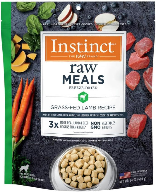 Instinct Freeze Dried Raw Meals, Natural Dry Dog Food, Grain Free - Grass Fed Lamb, 24 oz. Bag