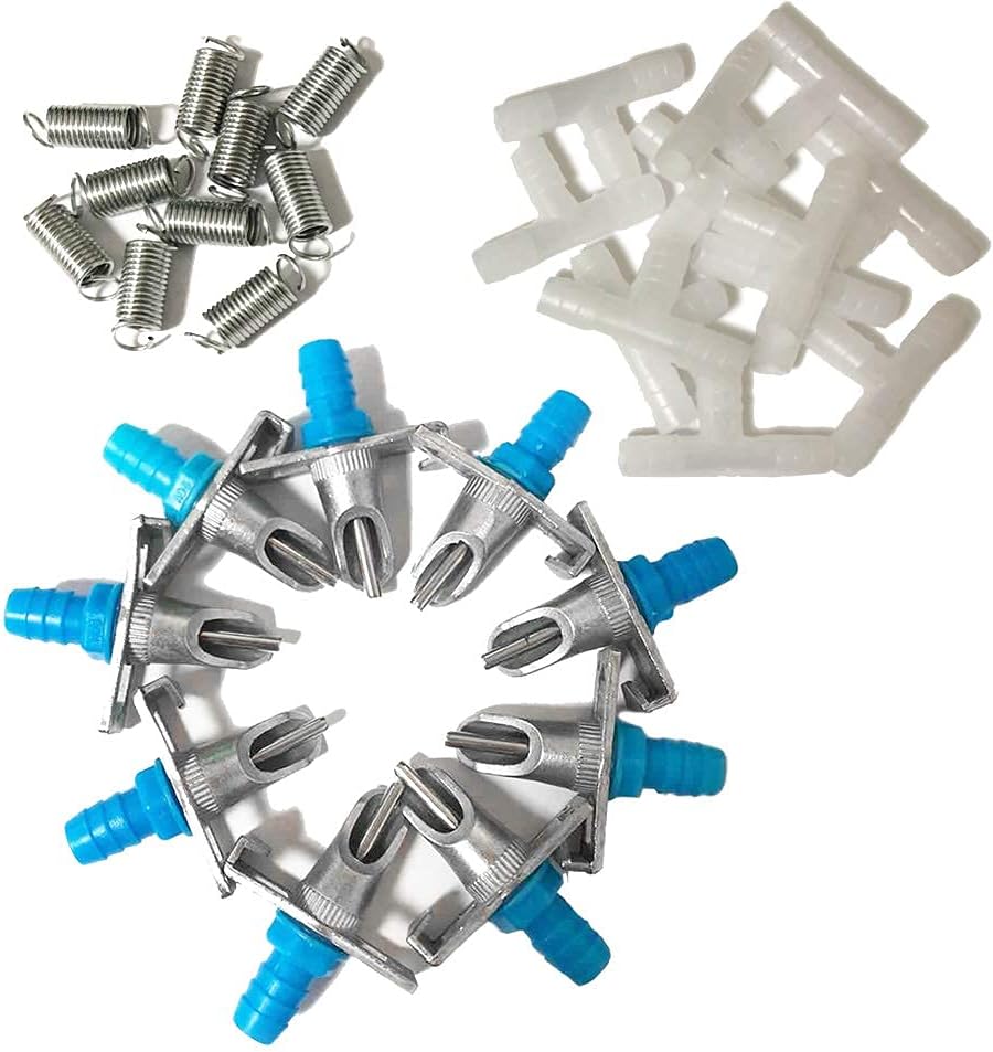 Automatic Rabbit Nipple Drinker with Double Springs 30Sets Guinea Pig Watering System Poultry Rats Rodent Bunny Drinkers(Blue)