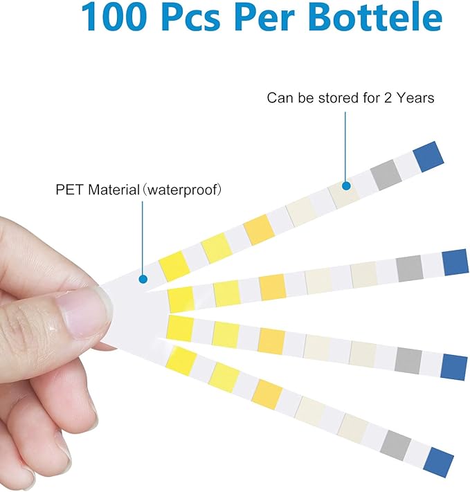 Aquarium Test Strips for Freshwater Fish: 7 in 1 Fish Tank Water Testing Kit for Aquarium Pond - Accurate Testing Nitrate Nitrite Hardness Free Chlorine pH Carbonate Total Alkalinity-100 Strips