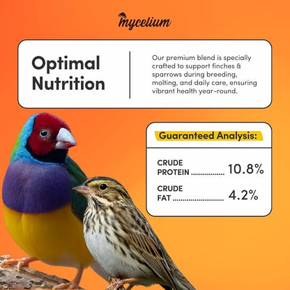 Mycelium Organic Finch & Sparrow Wild Bird Food (5 LB Bag) | Premium Seed Mix for Songbirds | Balanced Energy & Nutrition | Sifted, Low-Waste, Made in USA
