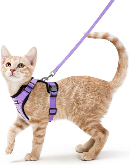 rabbitgoo Cat Harness and Leash for Walking, Escape Proof Soft Adjustable Vest Harnesses for Cats, Easy Control Breathable Reflective Strips Jacket, Light Purple, XS