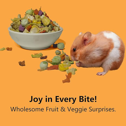 Natural Hamster & Gerbil Food 6oz, Vitamin & Mineral Rich Daily Diet for Hamsters, Gerbils,Guinea Pigs, Chinchillas,Supports Dental Health and Digestion, Fruit & Vegetable Hamster Food