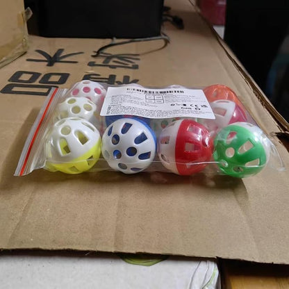12PCS 4CM Cat Toy Ball with Bell, Pet Ball Kitten Toy with Bell Cat Jingle Balls for Cats Kitten, Plastic Jingle Balls Pounce Chase Rattle Toys, Random Color
