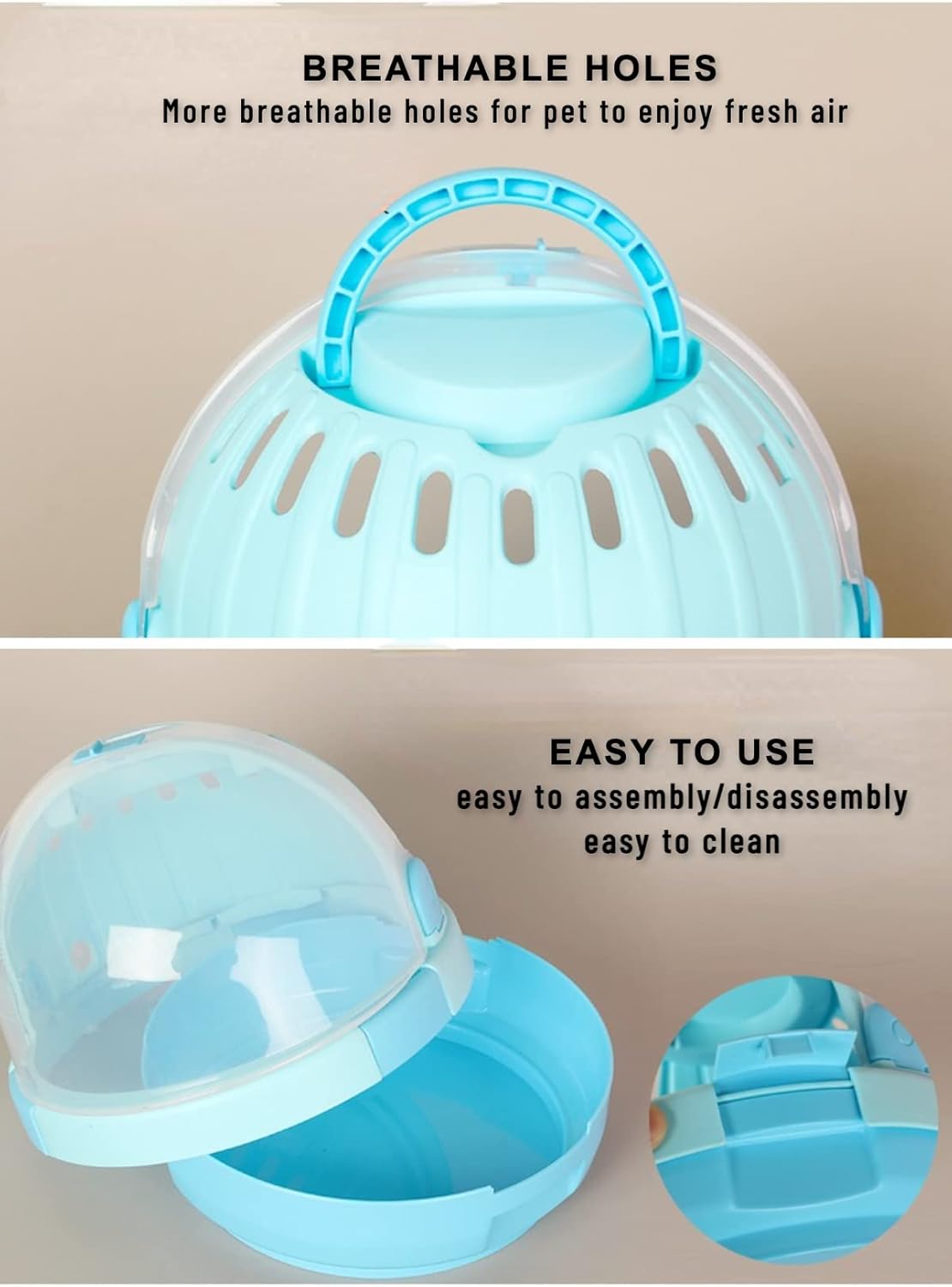 Bird Carrier with Handle - Parrot Carrier Lightweight Portable Pets Suitcase Transparent Breathable Cage for Small and Medium Birds Parrots Parakeet Cockatiels Conure Birds Accessories (Blue)