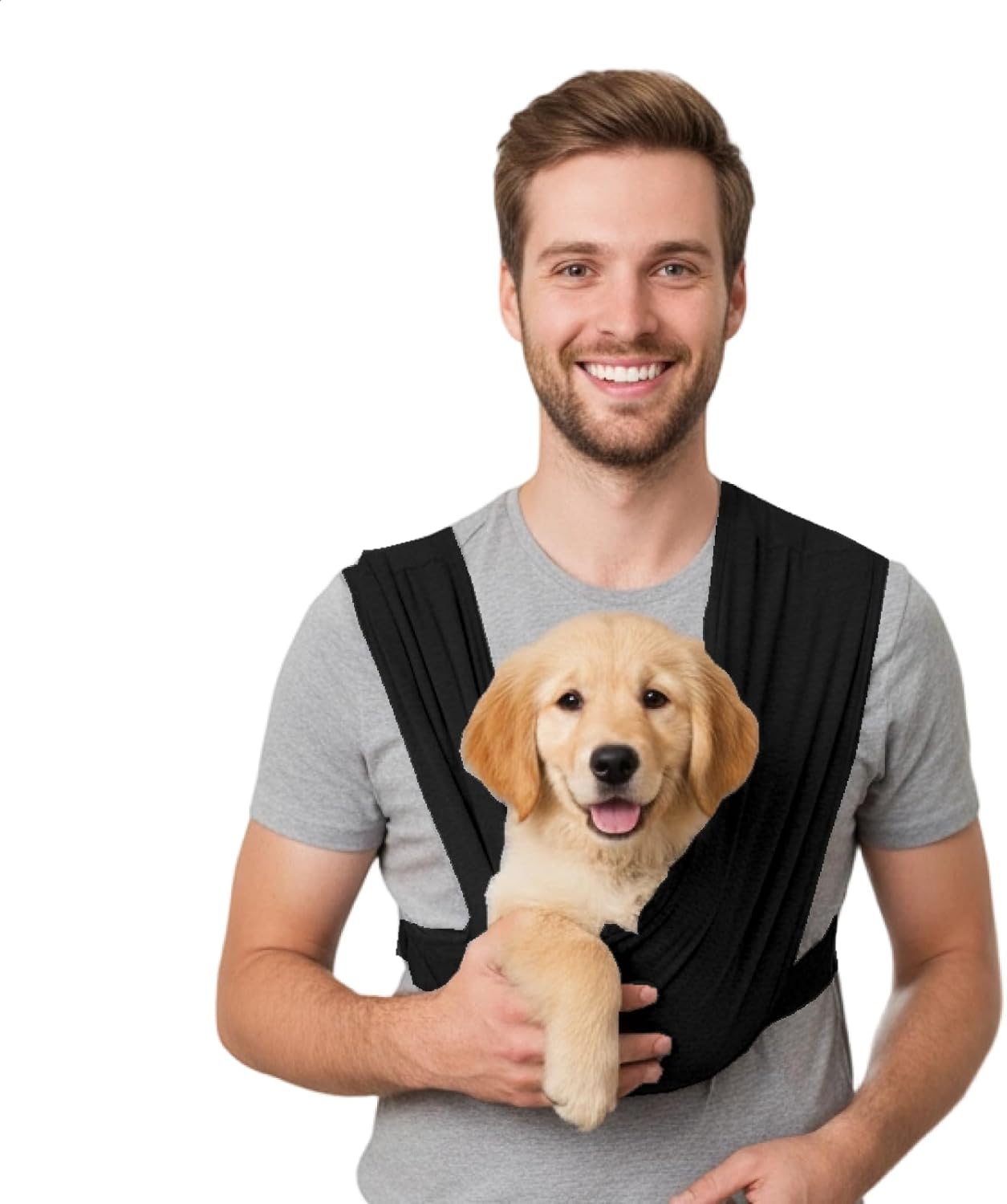 Dog Sling Carrier for Biking,Cat Cocoon Carrier,Pet Front Backpack Sling,Adjustable and Easy to Wear, Reducing Back Pressure (Black)