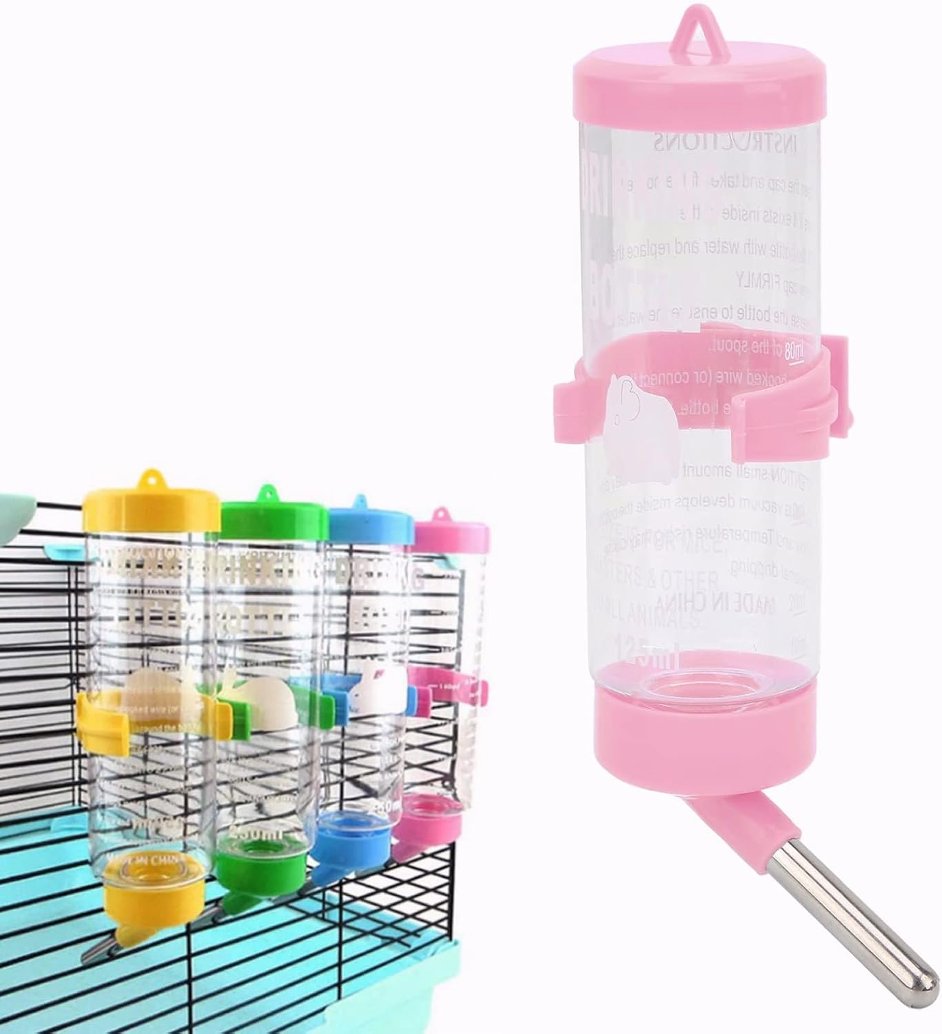 Hamsters Water Bottle, Automatic No Drip Hanging Water Feeder Dispenser for Small Animals Guinea Pig Rat Rabbit Dwarf Gerbil Chinchilla(250ML)